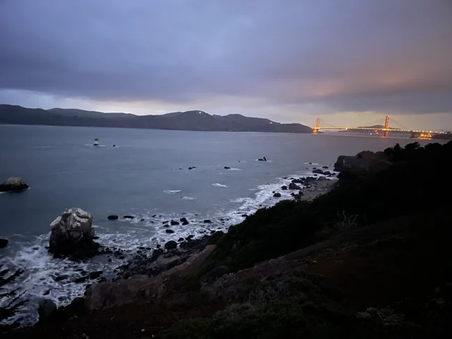 Evening settles over the bay.