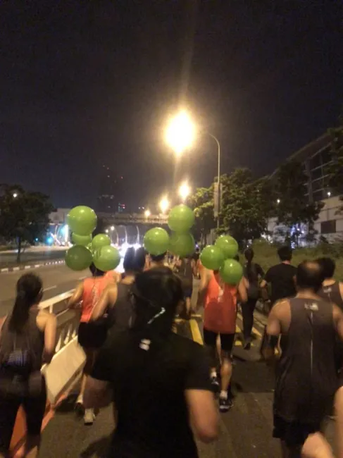 Running through the Singapore night.